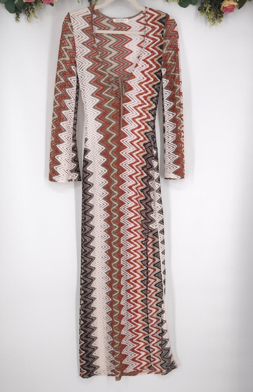 12th Tribe Palermo Crochet Plunge Maxi Dress Size XS